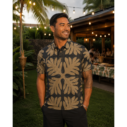 Mocha Ulu Quilt Mens Polo