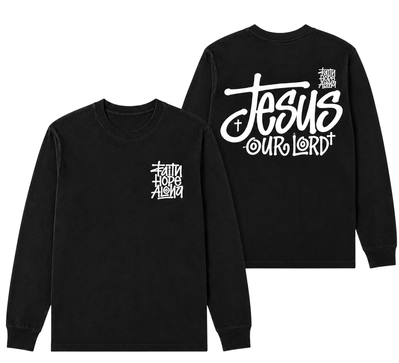 FHA X JESUS IS OUR LORD Black/White Longsleeve