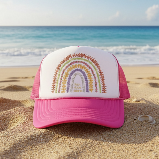 Faith Hope Aloha Hot Pink Pua Rainbows Trucker Hat