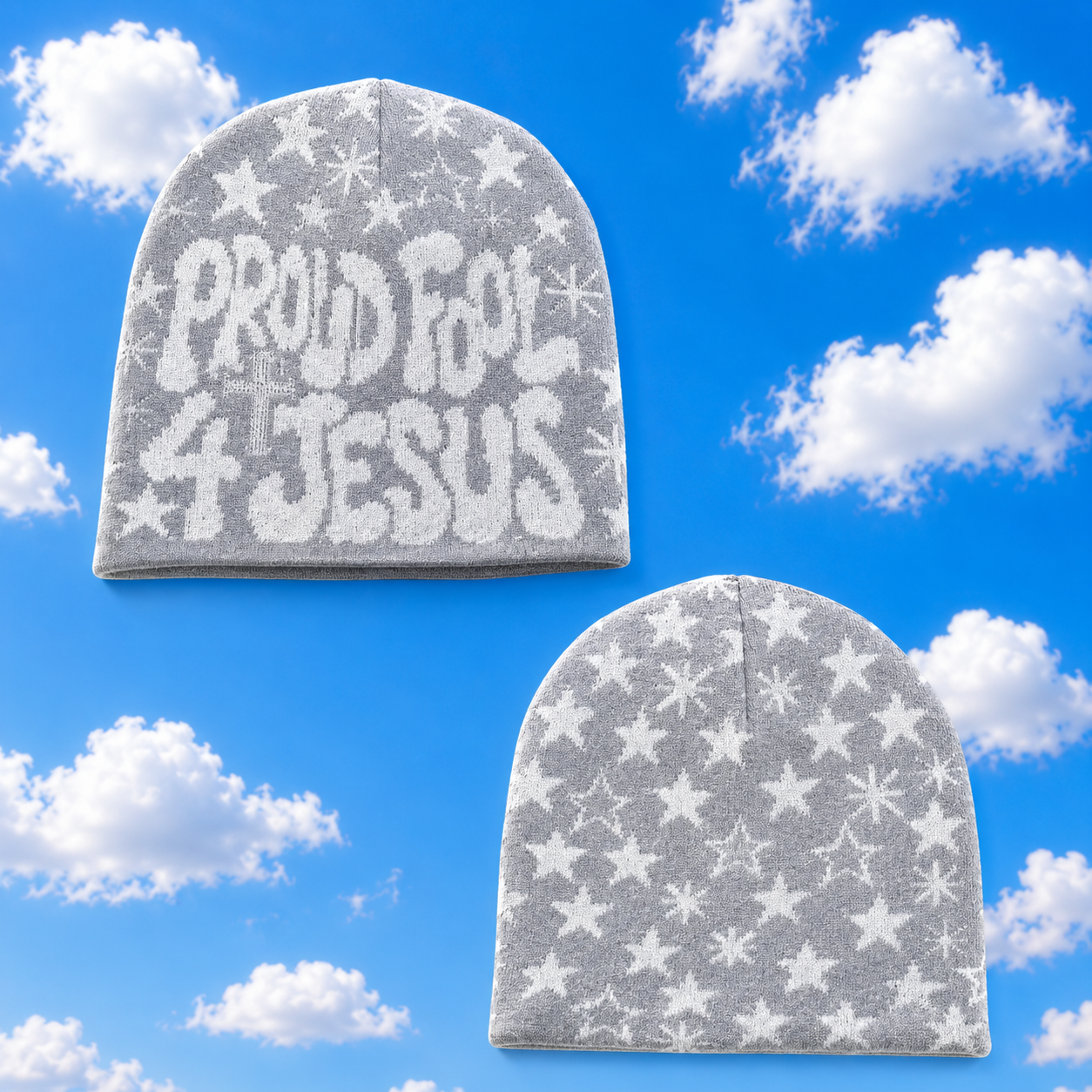 Proud Fool 4 Jesus Beanie Gray/Light Gray-PREORDER‼️