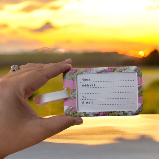 Pink Pikake Pakalana Lokelani Rose Lei Luggage Tag