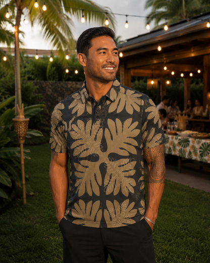 Mocha Ulu Quilt Mens Polo
