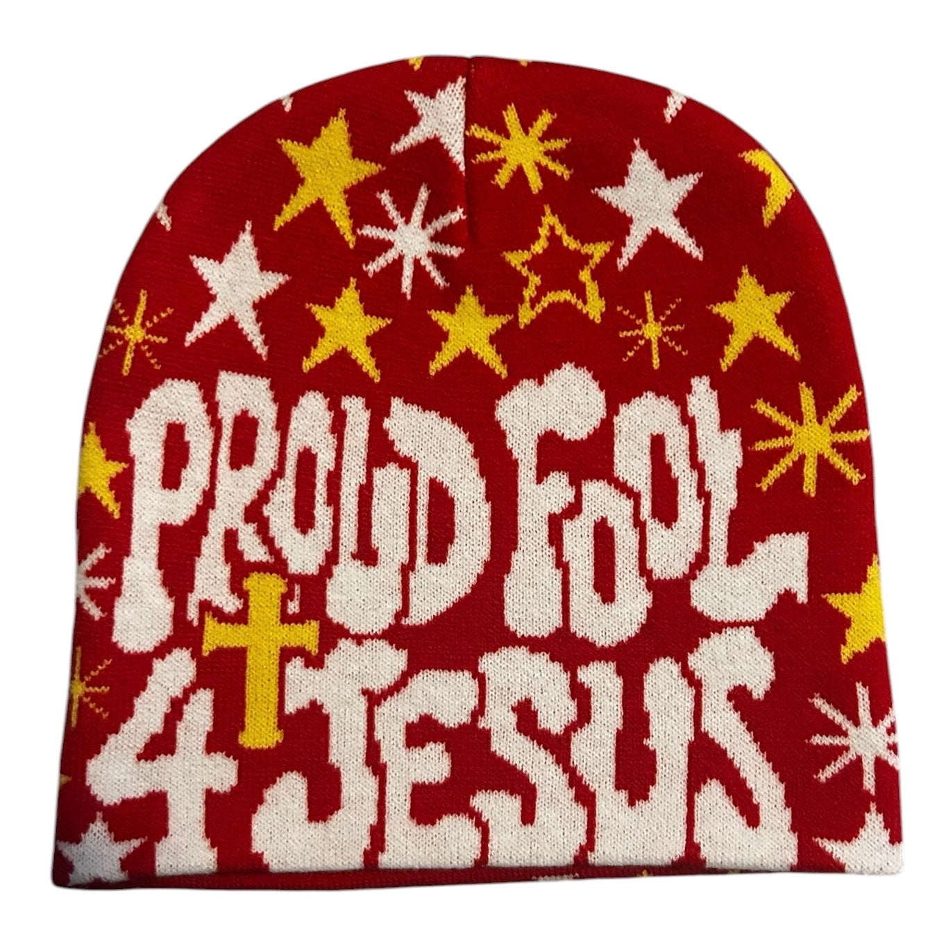 Proud Fool 4 Jesus Beanie Red Yellow White