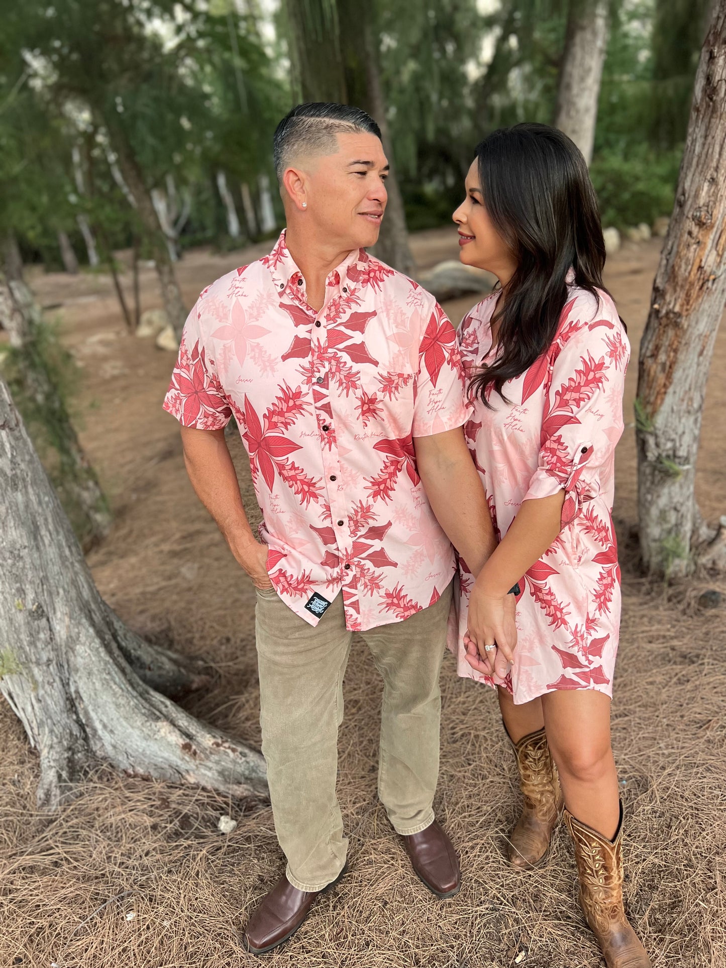 Olena Pink Mens Aloha Shirt