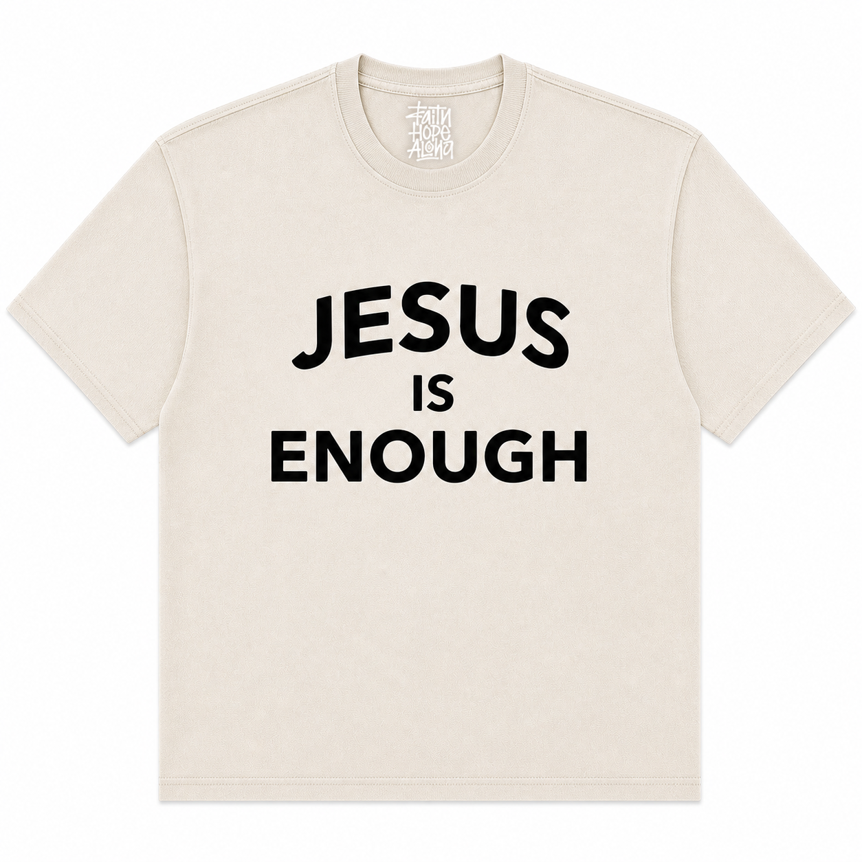 JESUS IS ENOUGH Light Beige/Black Tee