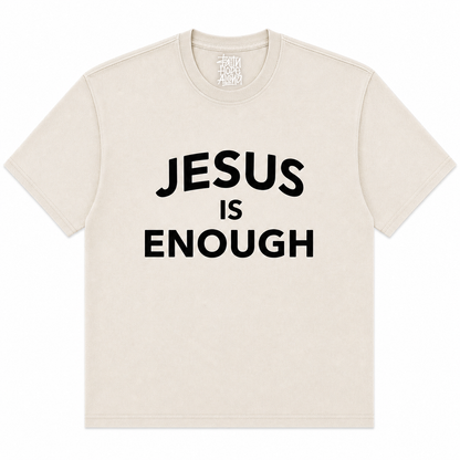 JESUS IS ENOUGH Light Beige/Black Tee