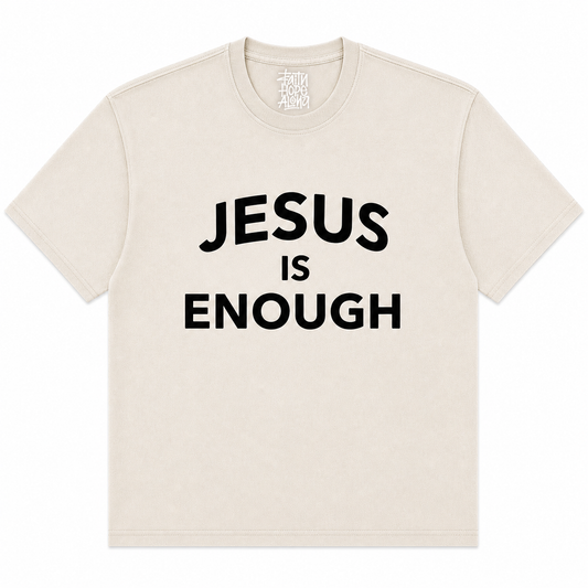 JESUS IS ENOUGH Light Beige/Black Tee