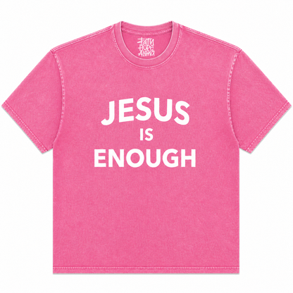 JESUS IS ENOUGH Pink/White Tee