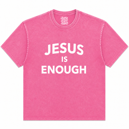 JESUS IS ENOUGH Pink/White Tee