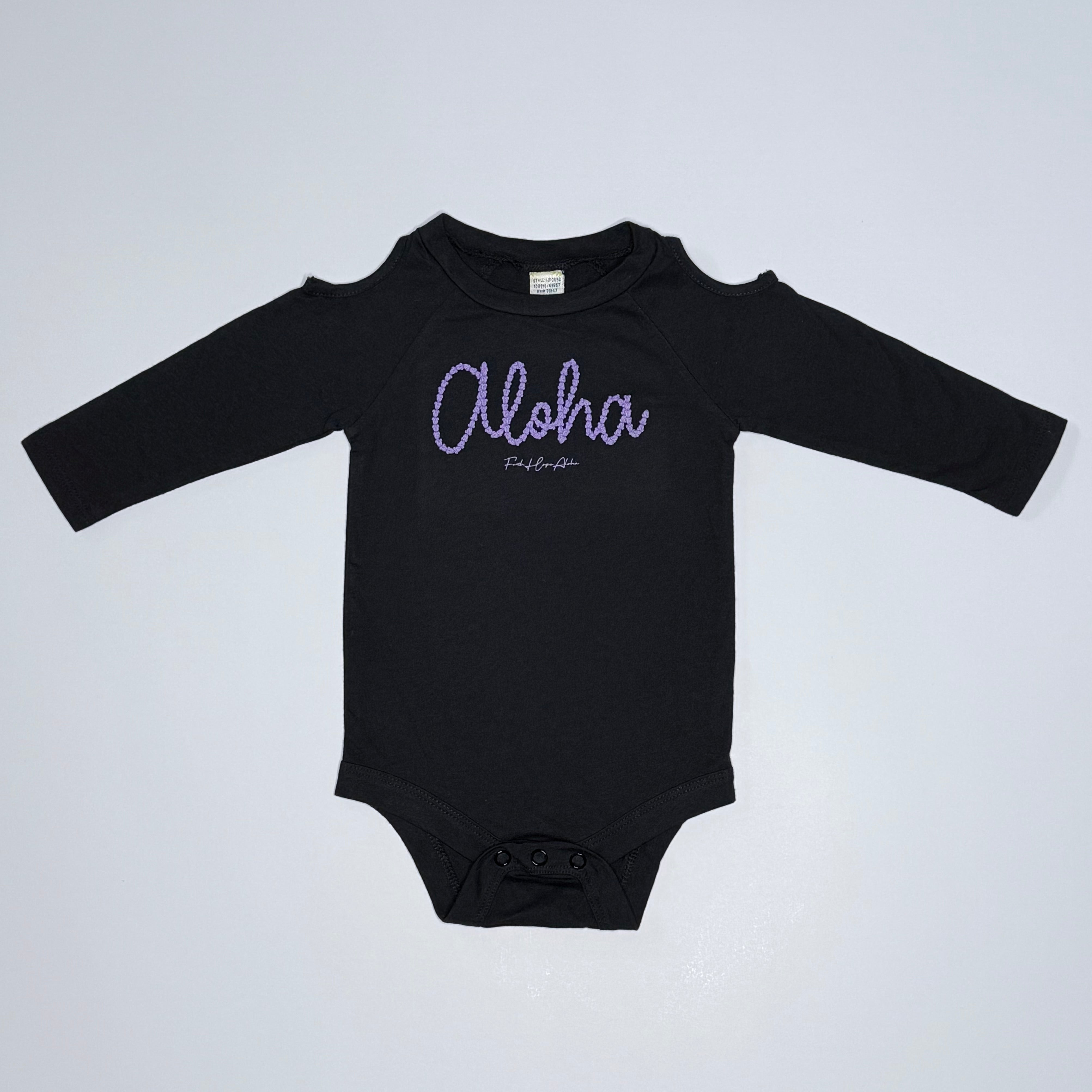Black & Royalty Purple Crown Flower Onesie