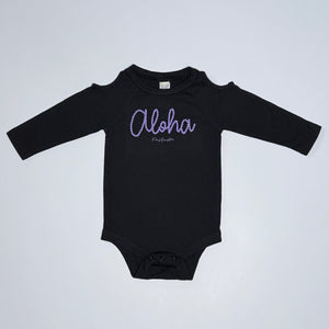 Black & Royalty Purple Crown Flower Onesie
