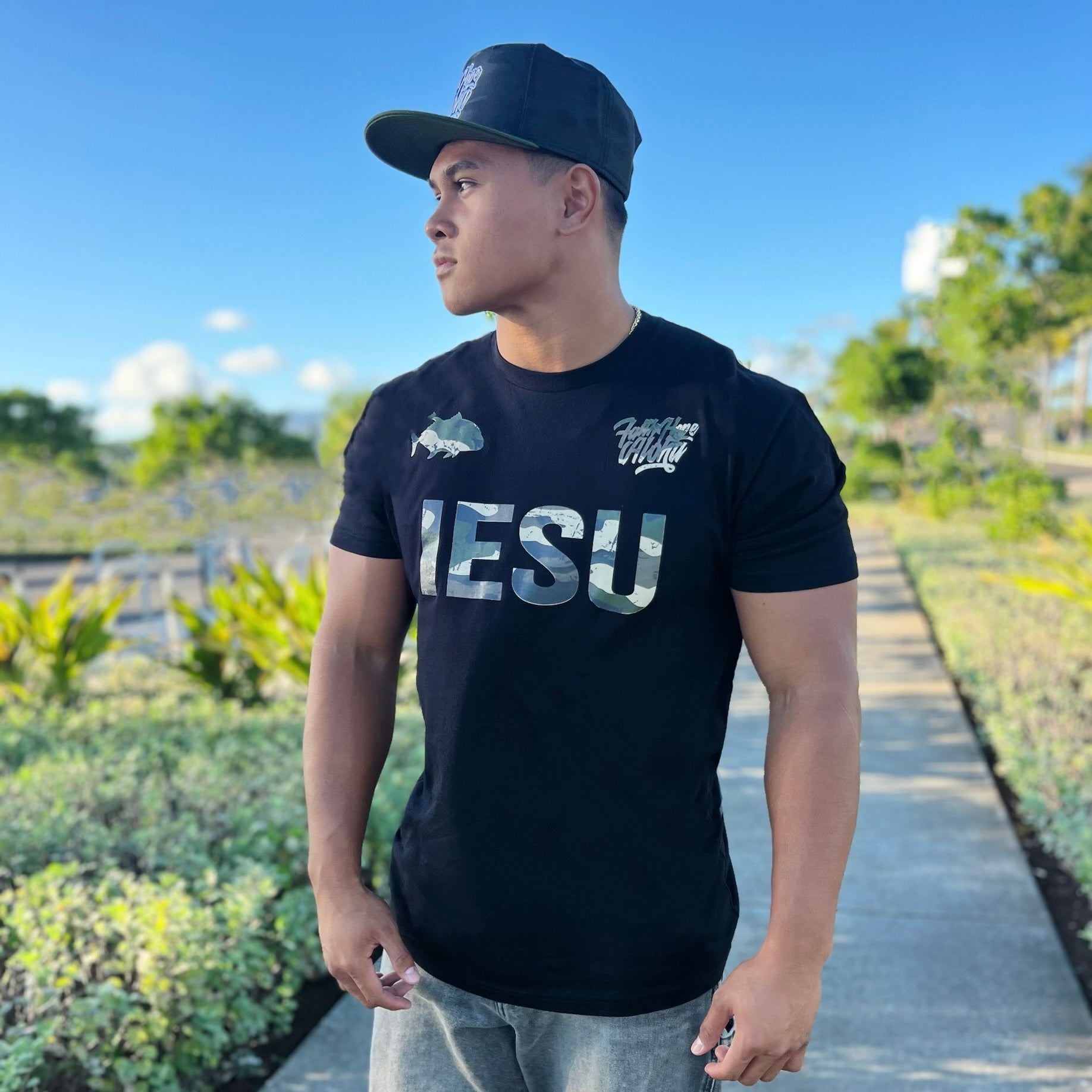 IESU Camo Black Mens Tee