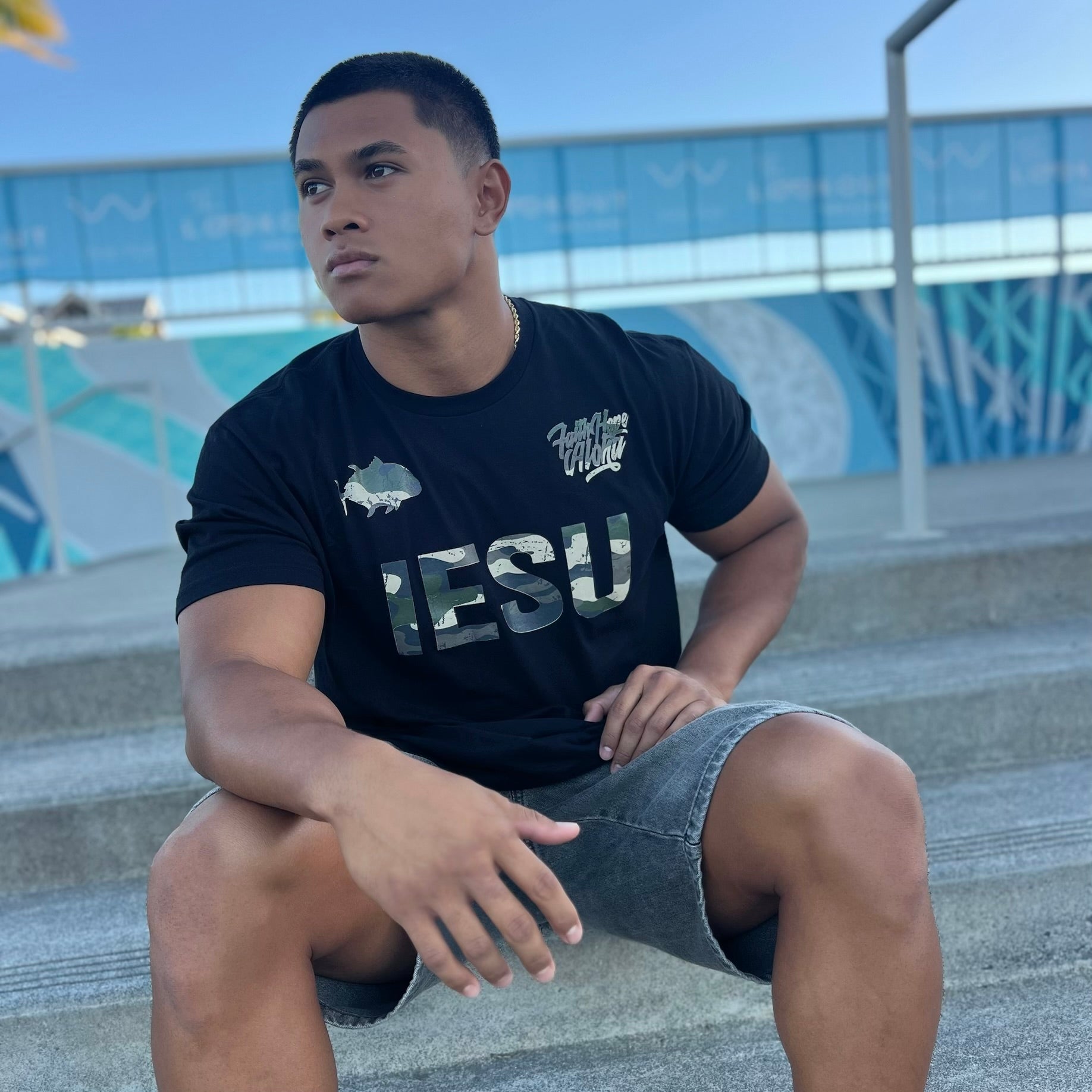 IESU Camo Black Mens Tee