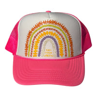 Faith Hope Aloha Hot Pink Ānuenue (Rainbow) Lei Trucker Hat