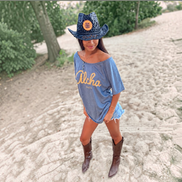 Aloha Denim Blue Puakenikeni Dolman Tee ʻ