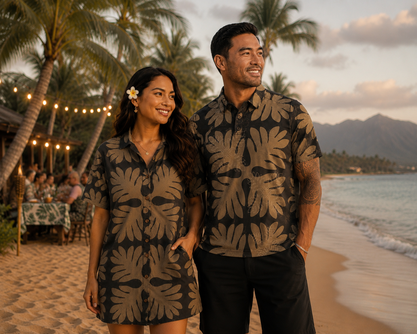 Mocha Ulu Quilt Mens Polo