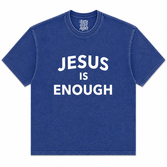 JESUS IS ENOUGH Blue/White Tee