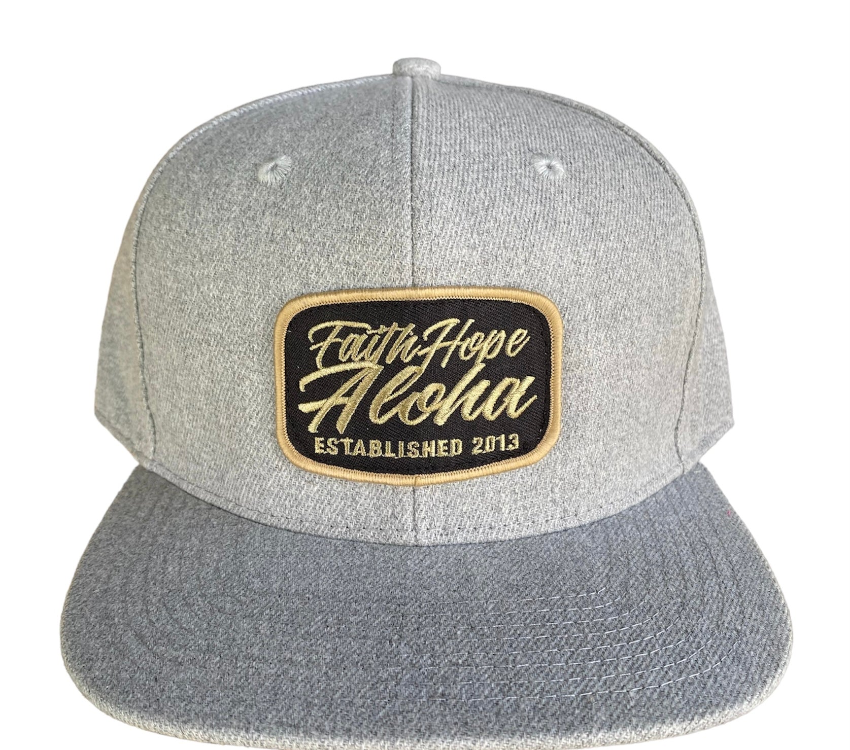 Solid Gray and Beige Patch Snapback Hat