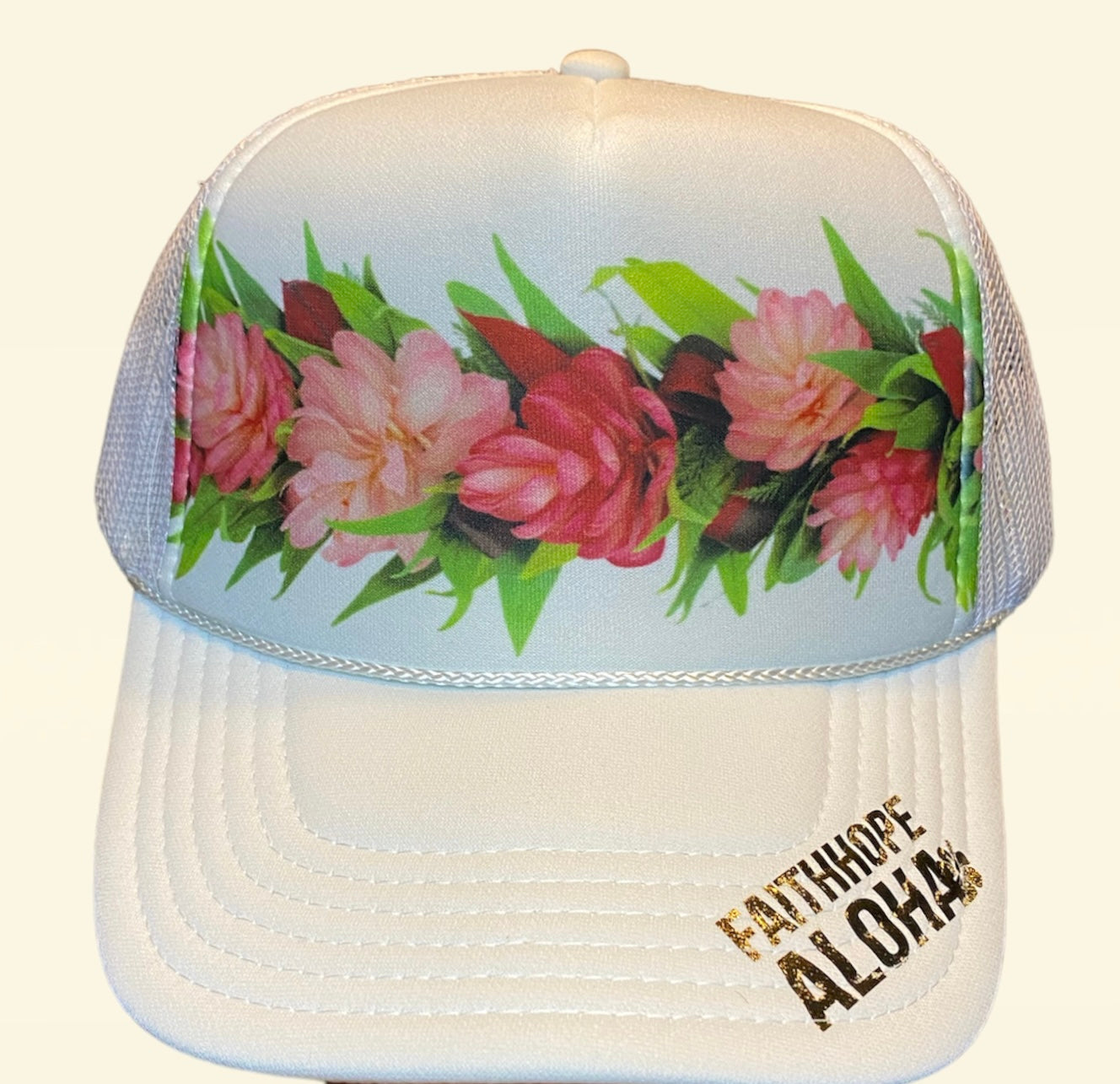 "Crown of Beauty" White Trucker Hat