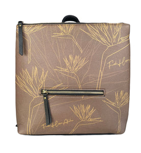 Brown & Gold Bird of Paradise Purse Backpack
