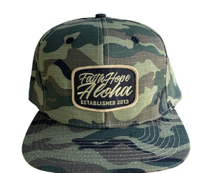 Solid Green Camo and Beige Patch Snapback Hat