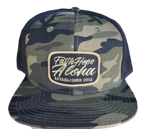 Green Camo/Black and Beige Patch Snapback Hat