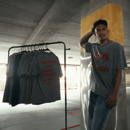 JESUS IS ENOUGH Gray/Red Tee