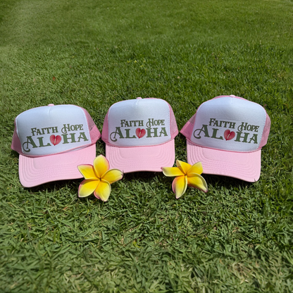 Faith Hope Aloha Anthirium Pink/White Trucker Hat