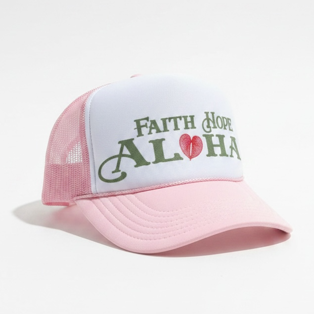Faith Hope Aloha Anthirium Pink/White Trucker Hat