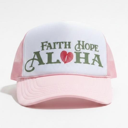 Faith Hope Aloha Anthirium Pink/White Trucker Hat