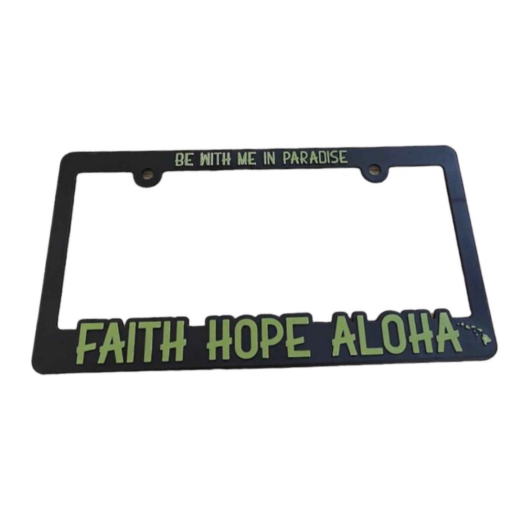 Faith Hope Aloha Metallic Green/Black License Plate Frame