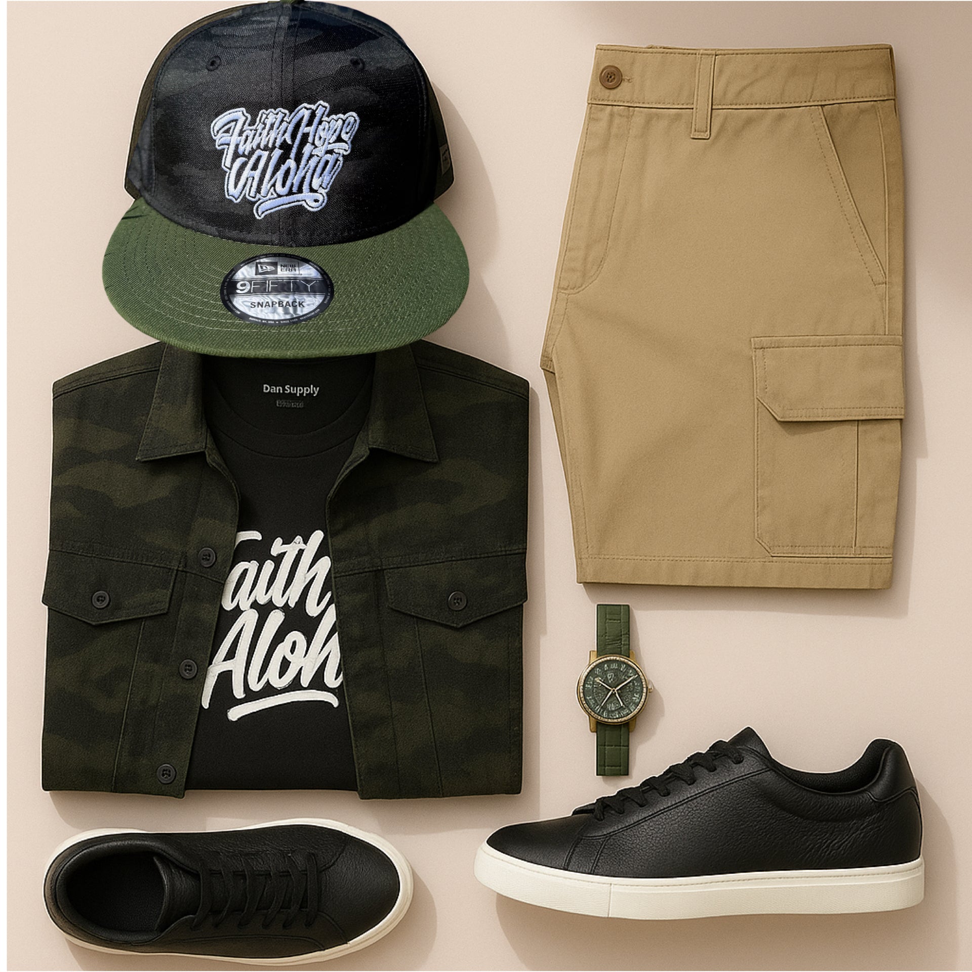 9 FIFTY Black Camo/Army Green Logo Embroidery Snapback