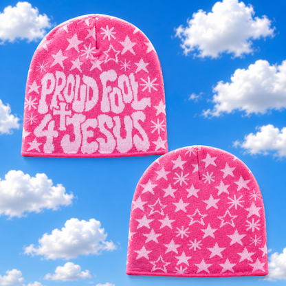 Proud Fool 4 Jesus Beanie Pink/Light Pink-PREORDER‼️