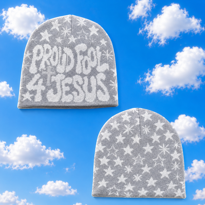 Proud Fool 4 Jesus Beanie Gray/Light Gray-PREORDER‼️