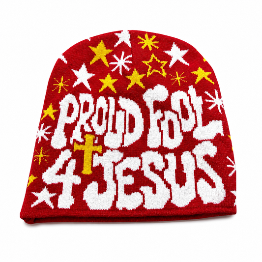 Proud Fool 4 Jesus Beanie Red Yellow White-PREORDER‼️