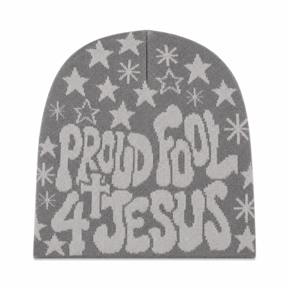 Proud Fool 4 Jesus Beanie Gray/Light Gray-PREORDER‼️