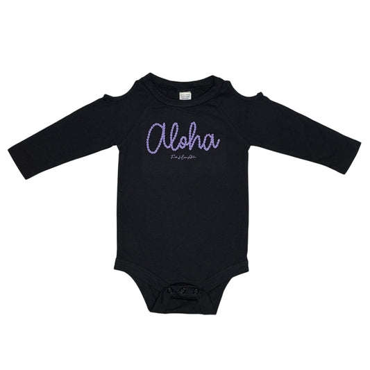 Black & Royalty Purple Crown Flower Onesie