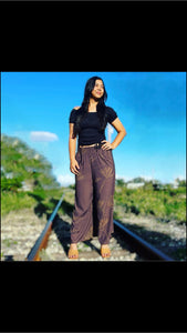 Brown and Gold Bird of Paradise Womens Pants