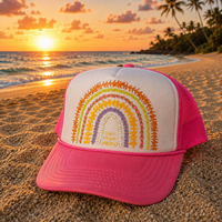 Faith Hope Aloha Hot Pink Ānuenue (Rainbow) Lei Trucker Hat