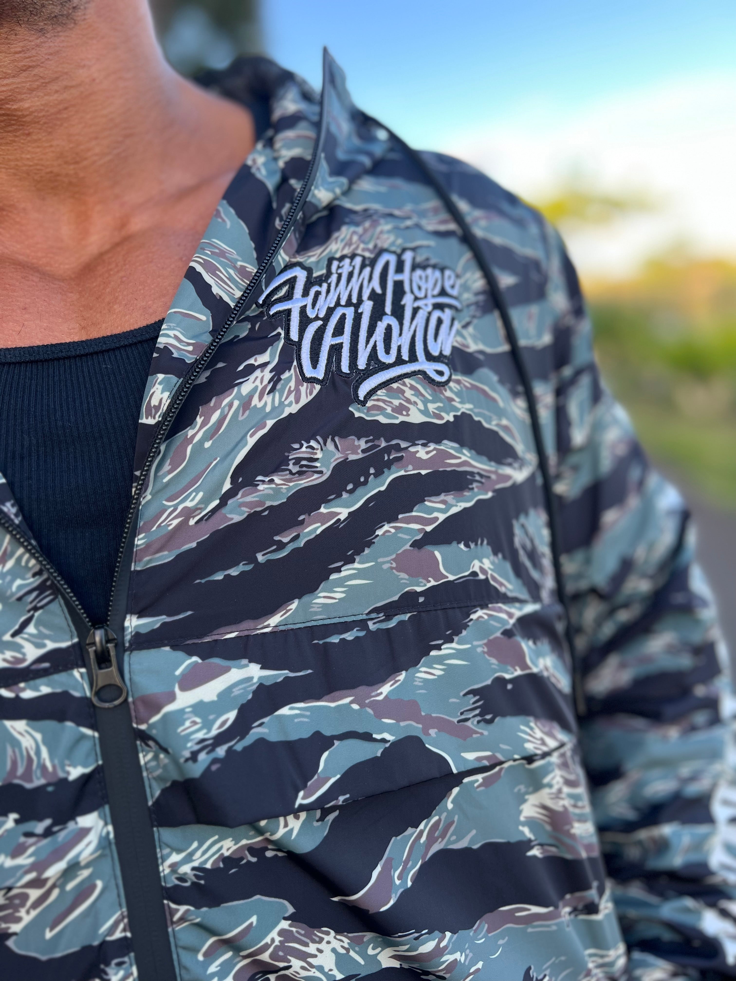 Faith Hope Aloha Tiger Camo Windbreaker