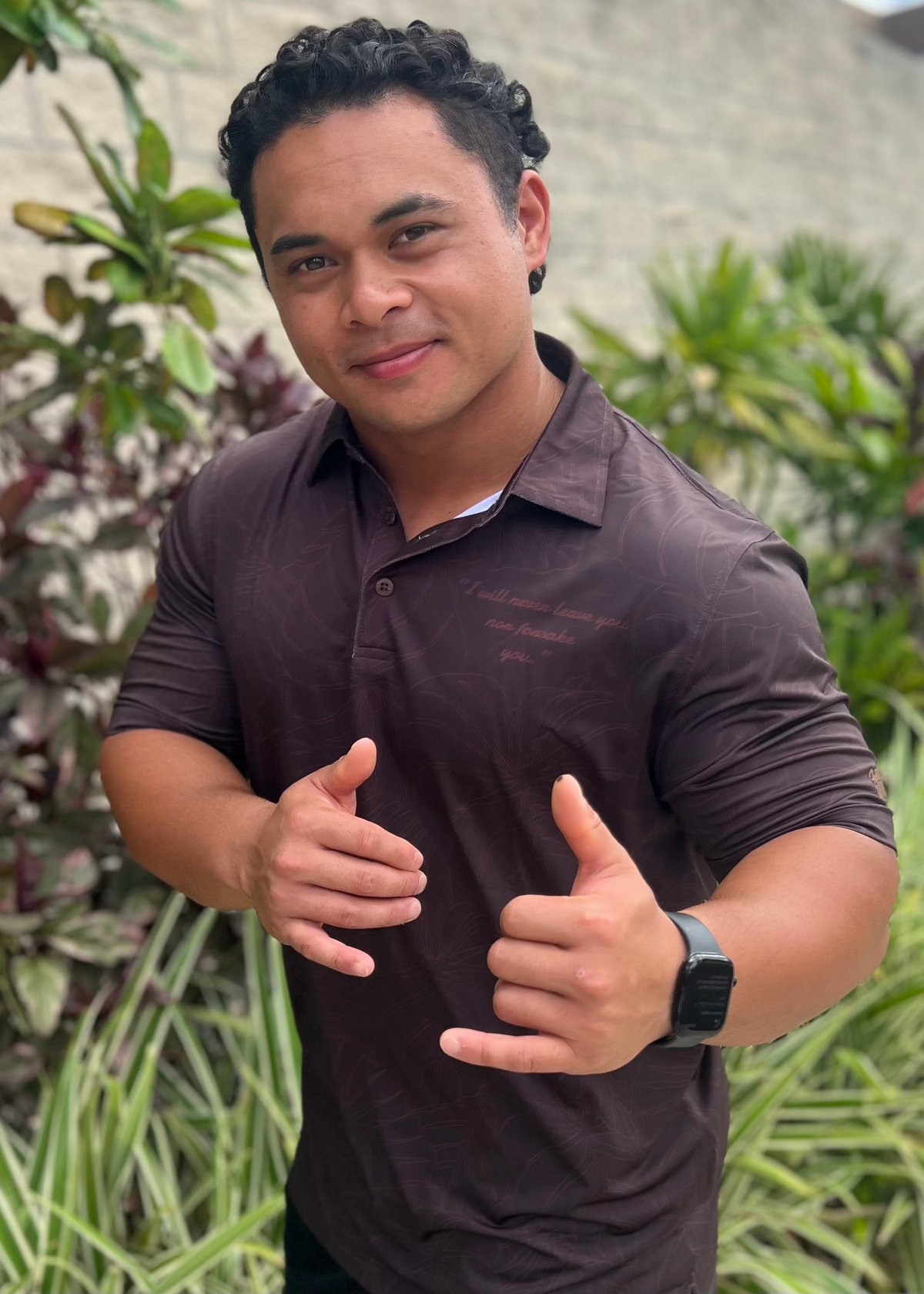 Mens Aina Brown Kalo "Never Leave"  Polo
