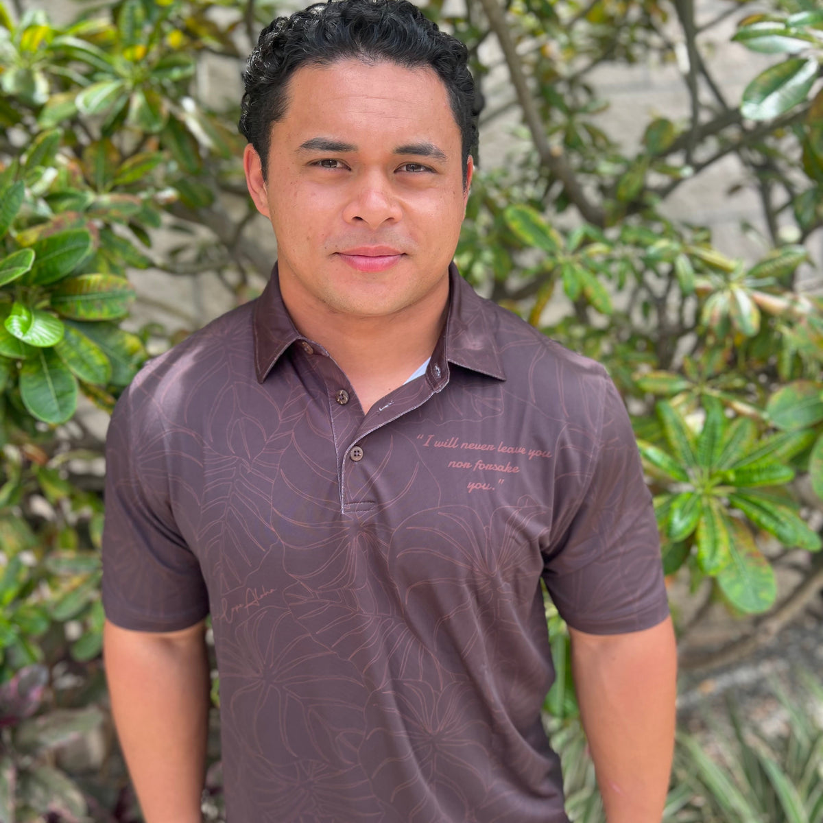 Mens Aina Brown Kalo "Never Leave"  Polo