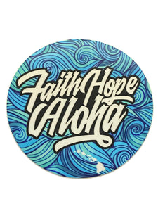 Faith Hope Aloha Wavy Logo Waterproof Vinyl Sticker (2.5 x 2.5 in)