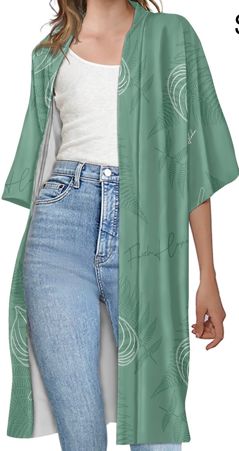 💚Aloha ʻŌmaʻomaʻo Collection Womens Kimono Cover Up