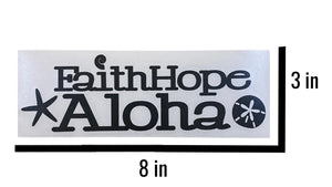 Black Ocean Shell Faith Hope Aloha Waterproof Vinyl Sticker (3x8 in)