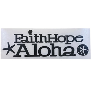 Black Ocean Shell Faith Hope Aloha Waterproof Vinyl Sticker (3x8 in)