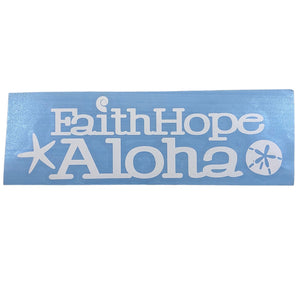 White Ocean Shell Faith Hope Aloha Waterproof Vinyl Sticker (3x8 in)