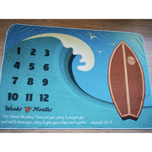 Surf Grom Baby Blue Milestone Blanket